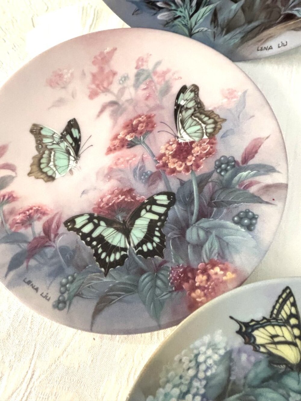 1980s Lena Liu Gossamer Wings Butterfly Plates, Set of 5 - Picture 3 of 8